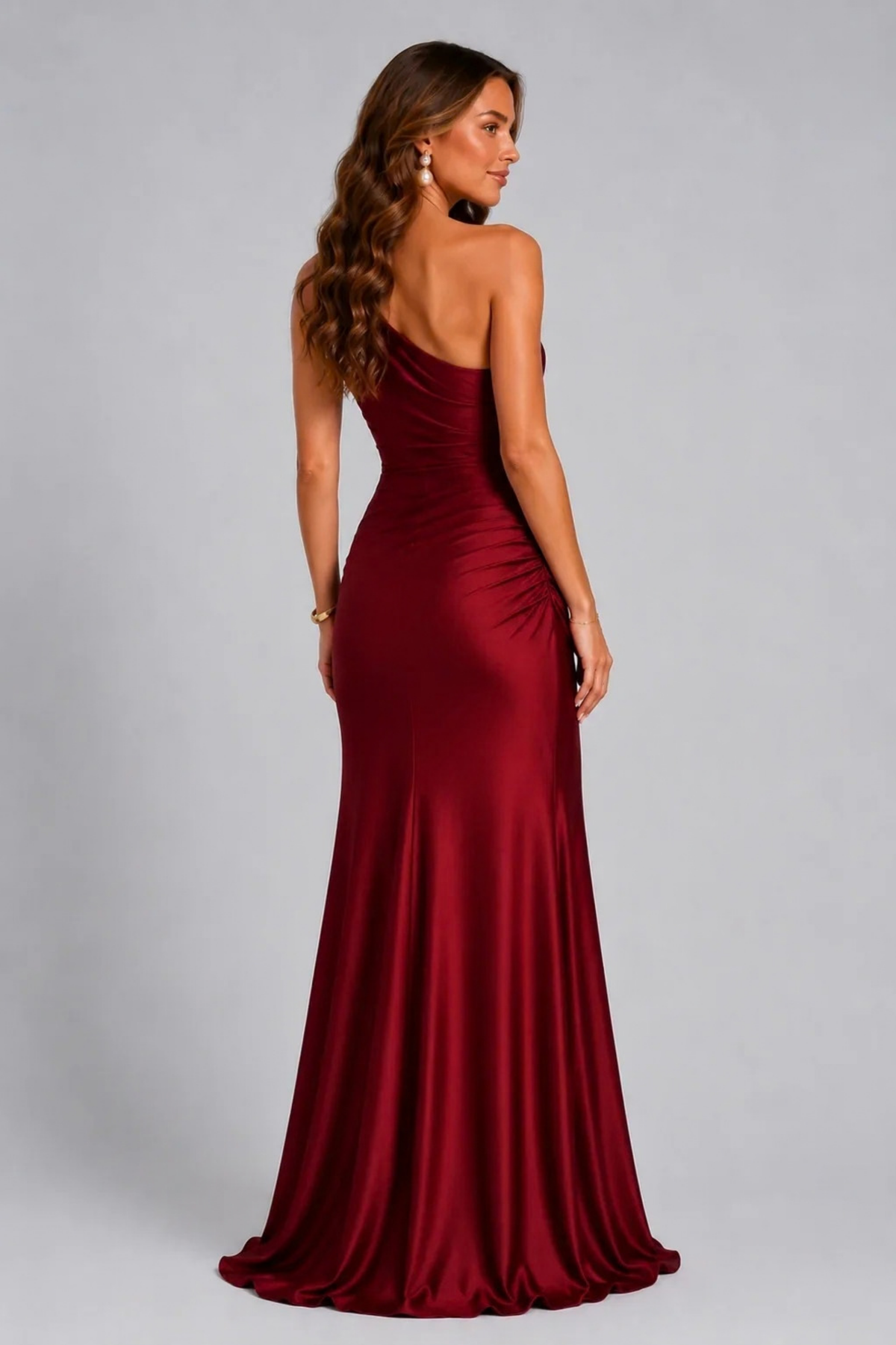 Maxi Wedding Dress One Shoulder Elegant Style