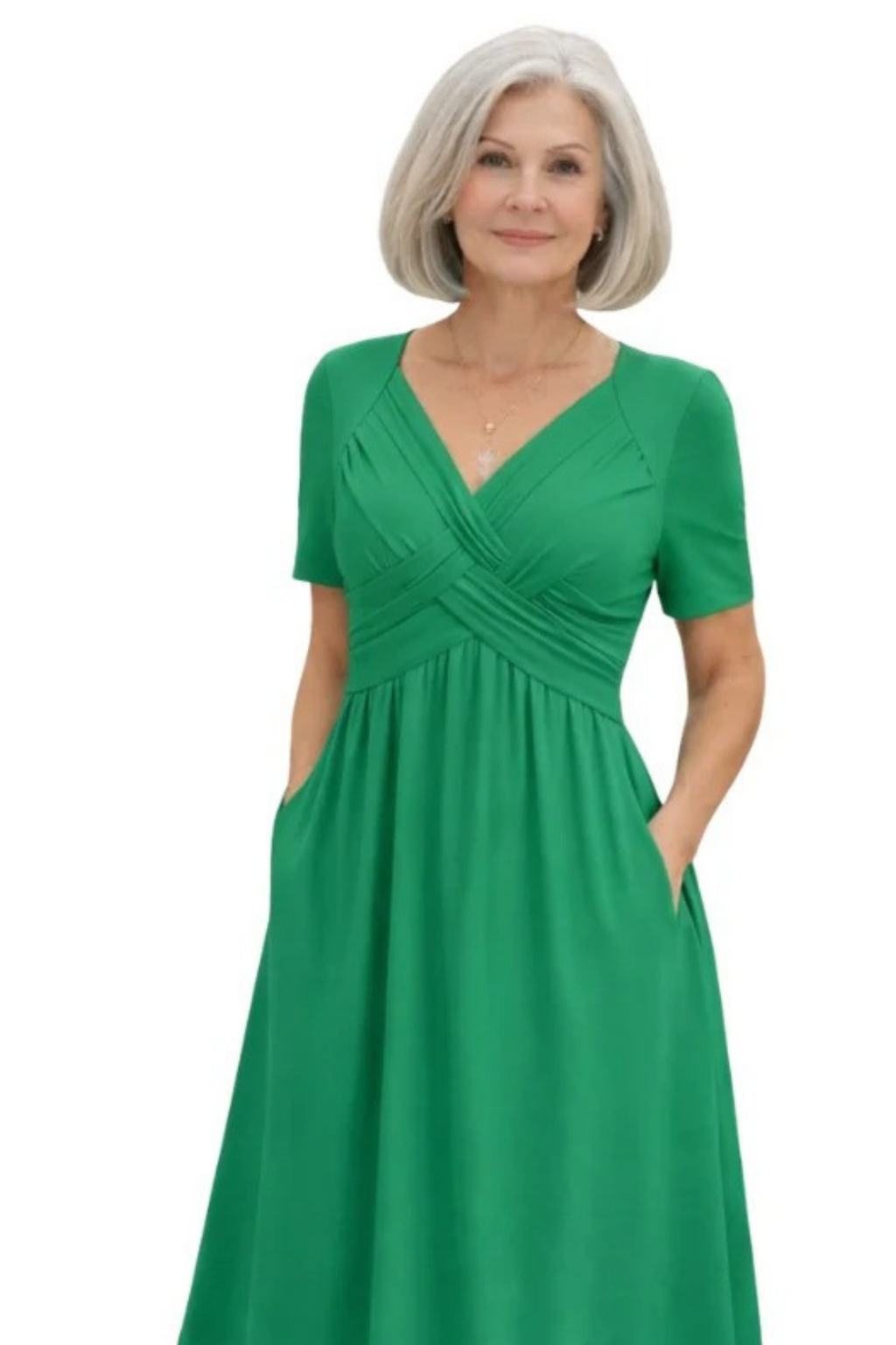 V-Neck Midi Dress Elegant Feminine Style