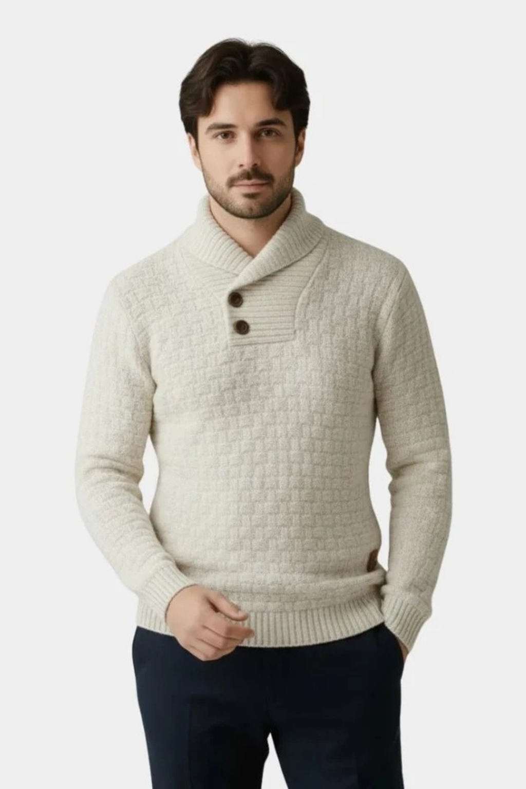 Men’s Shawl Collar Cardigan Textured Knit Style
