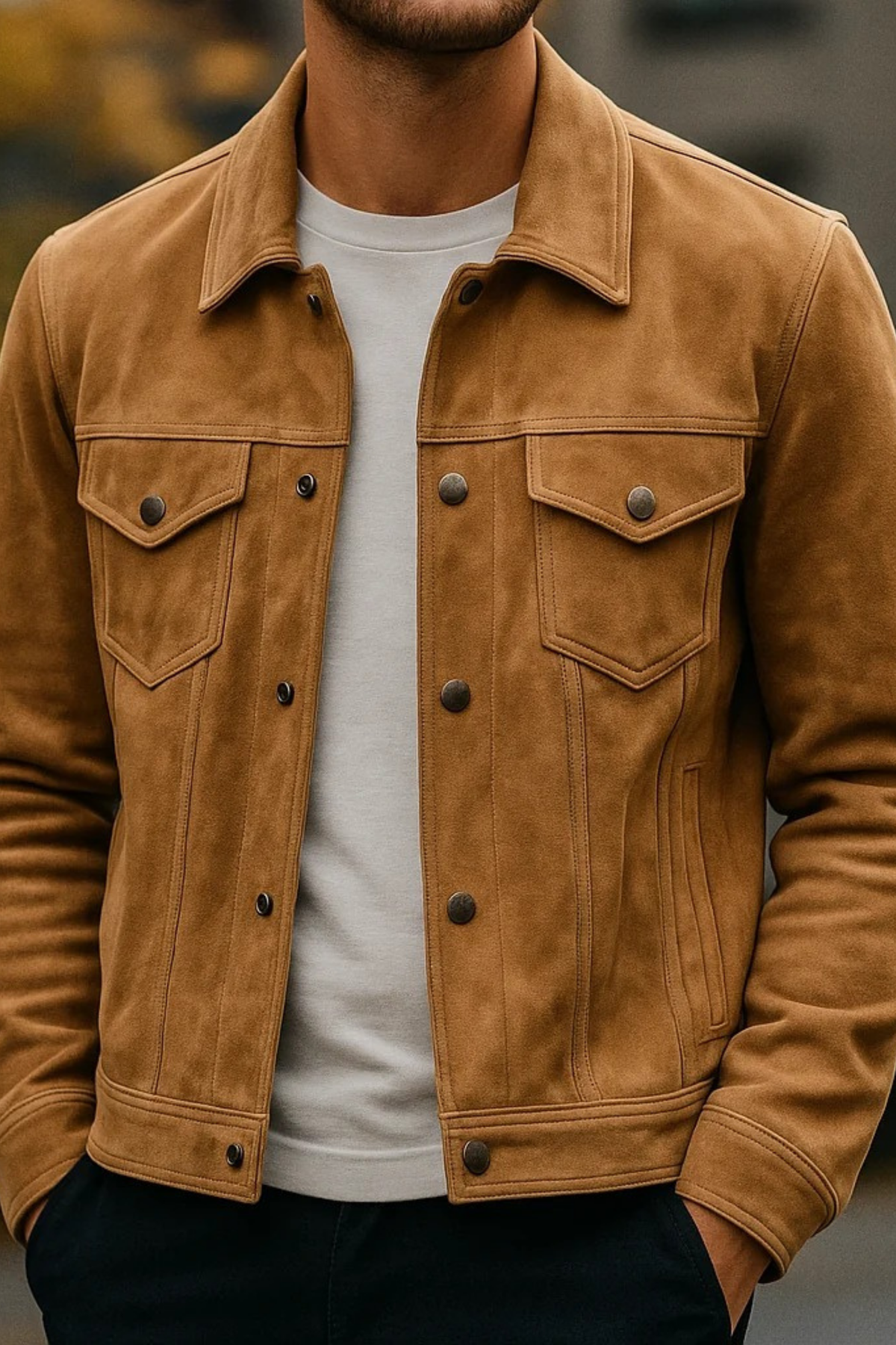 Button Front Jacket Modern Urban Style