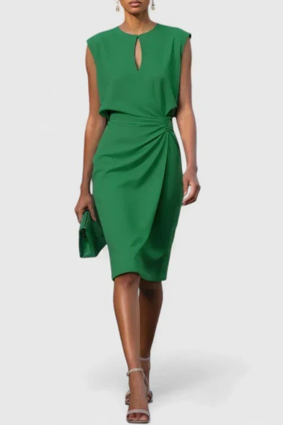Sleeveless Midi Dress Refined Elegant Style