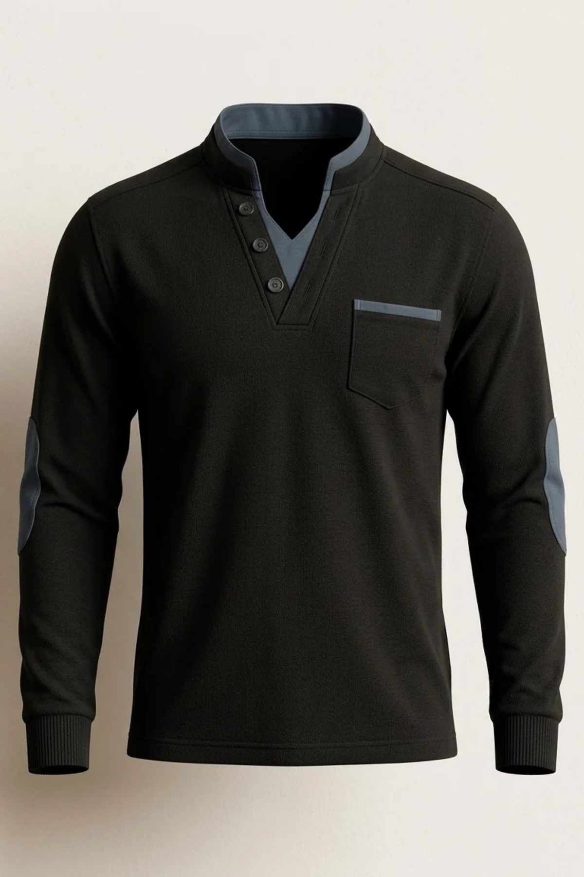 Men’s Henley Sweatshirt Stand Collar Casual Style