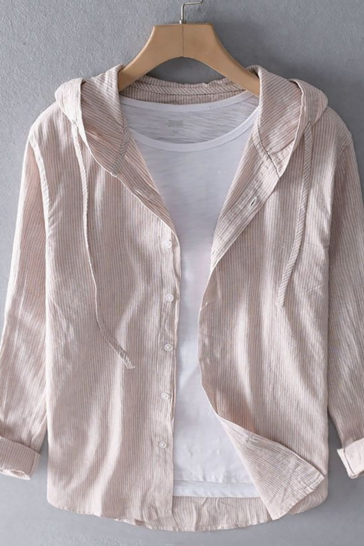Hooded Button Front Shirt Lightweight Casual Style