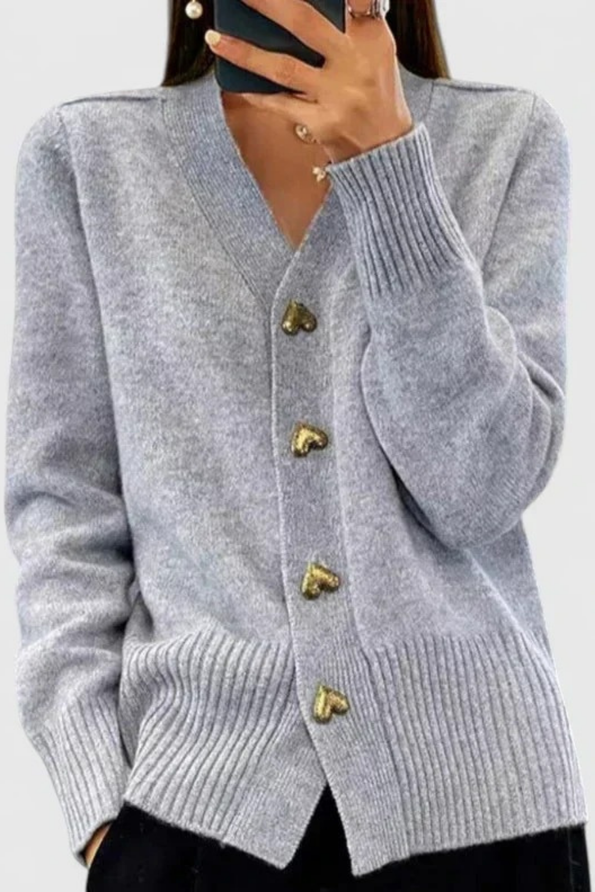 V Neck Blazer Ribbed Trim Chic Style