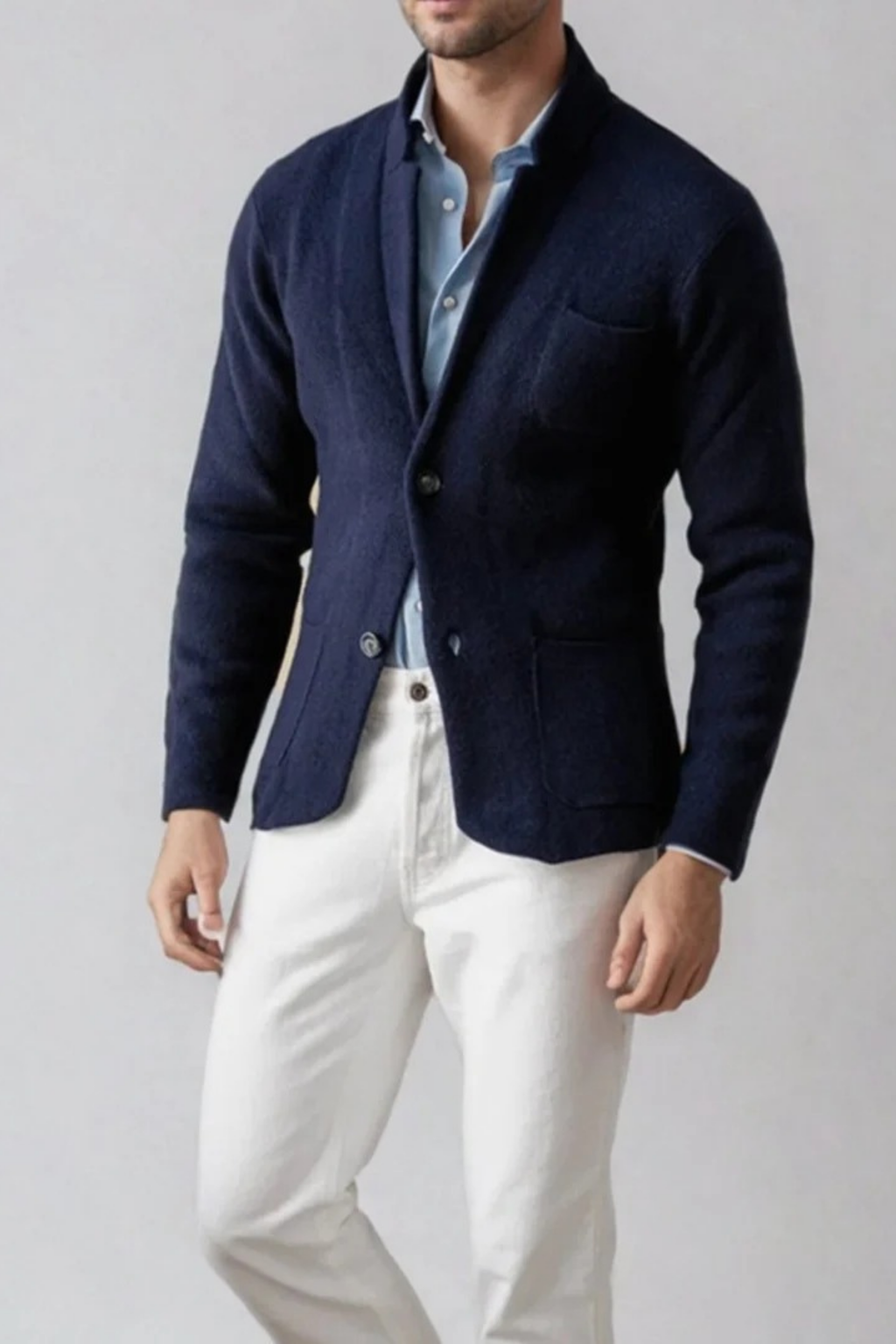 Button Front Knit Blazer Cardigan Refined Style