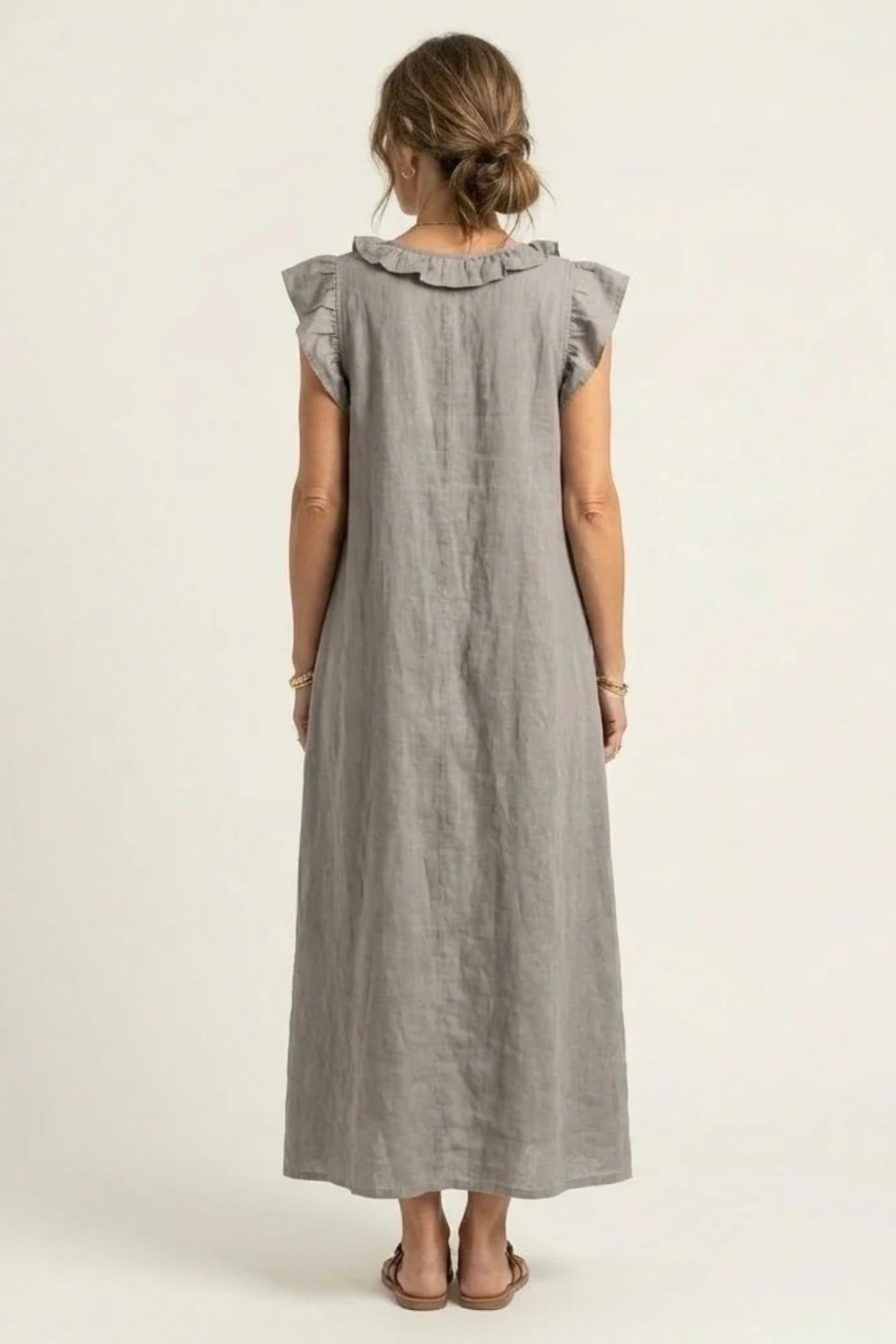 Maxi Dress Ruffle V Neck Relaxed Style