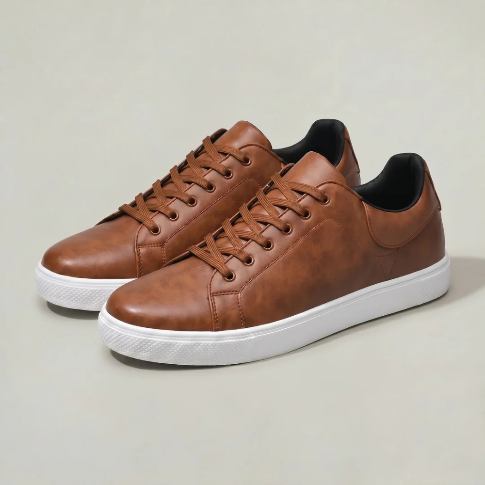 Leather Lace Up Sneakers Refined Casual Style