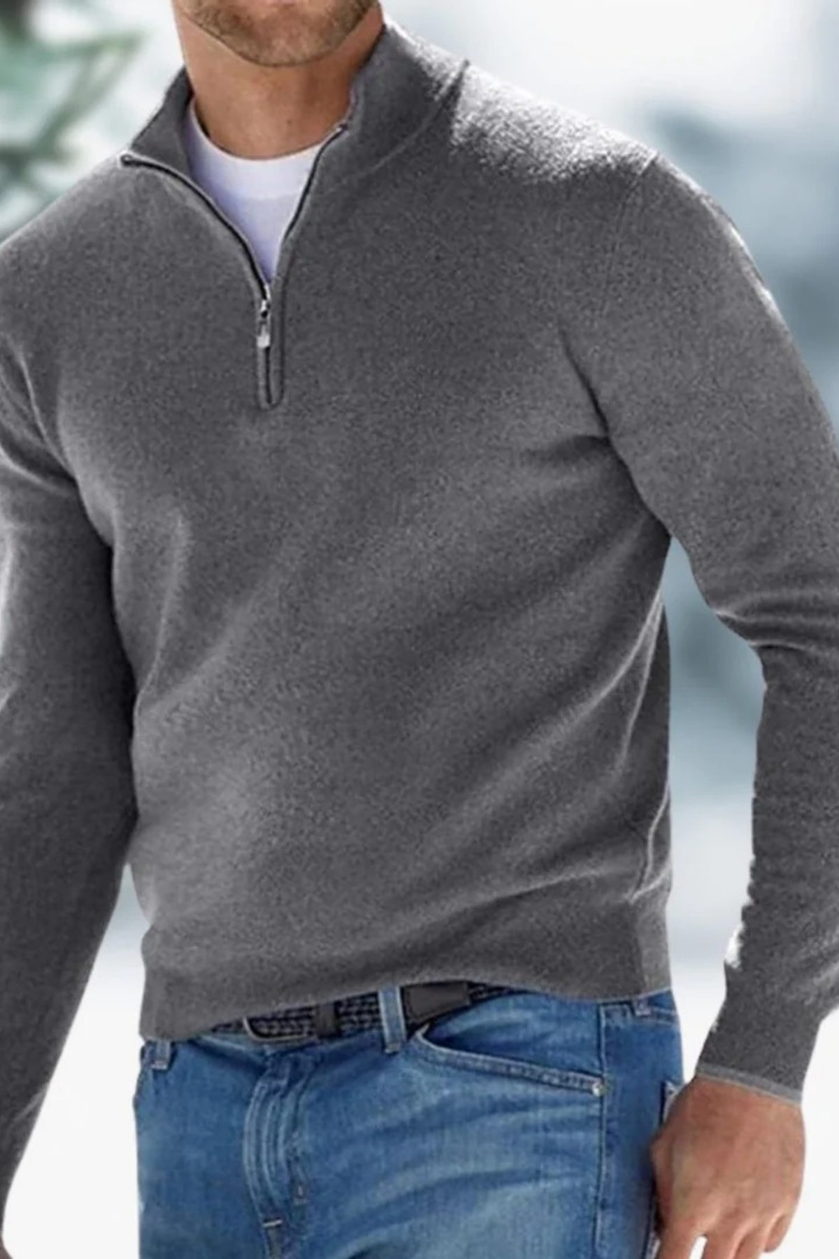 Mock Neck Quarter Zip Sweater Smart Casual Style