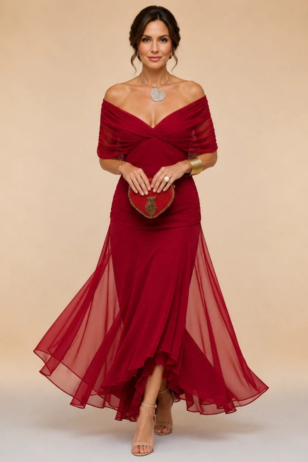 Maxi Wedding Dress Ruched Waist Formal Style