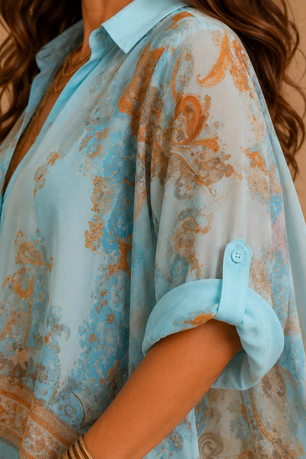 Maxi Shirt Dress Paisley Print Bohemian Style
