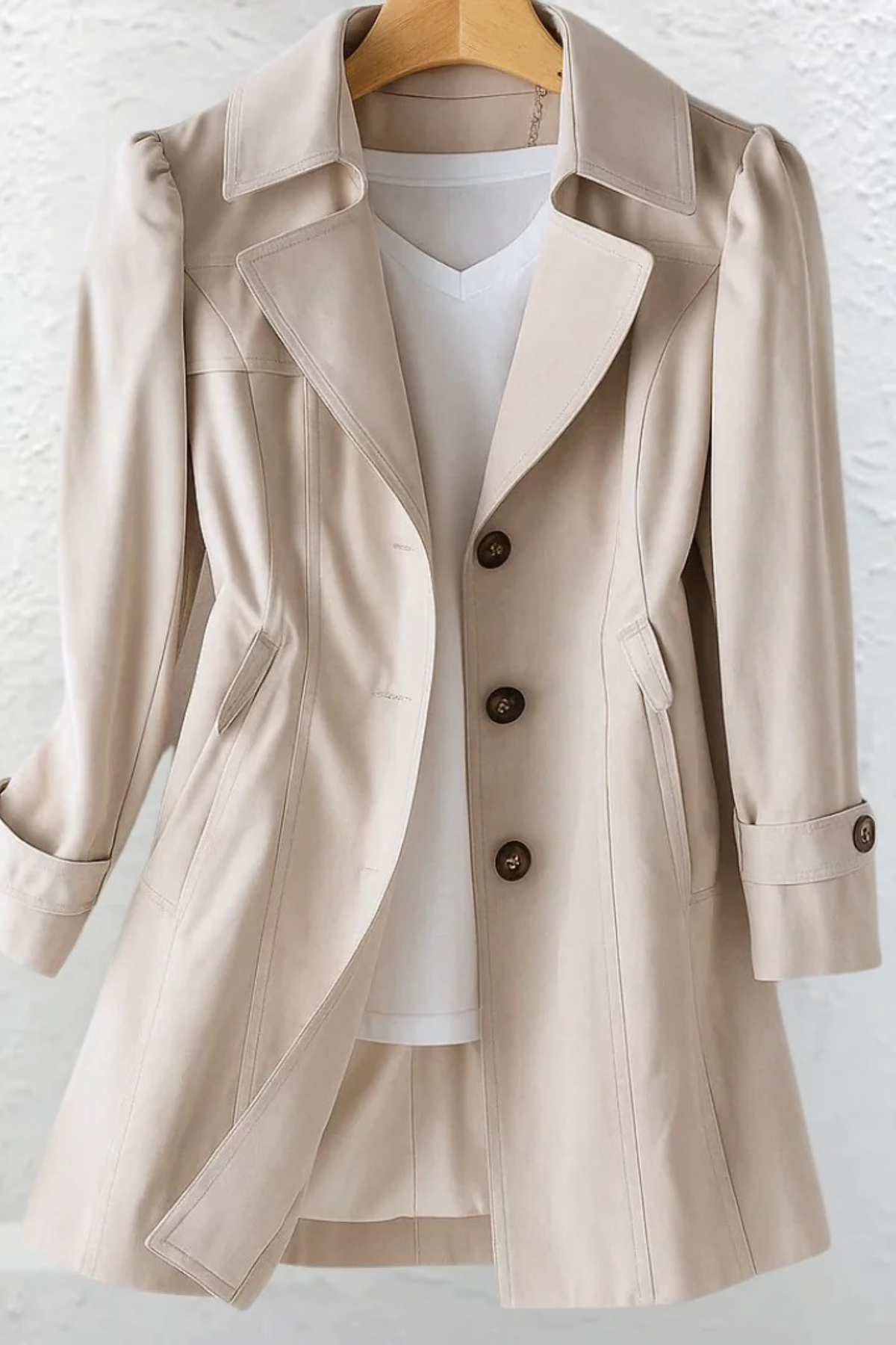 Trench Coat Button Front Timeless Elegant Style