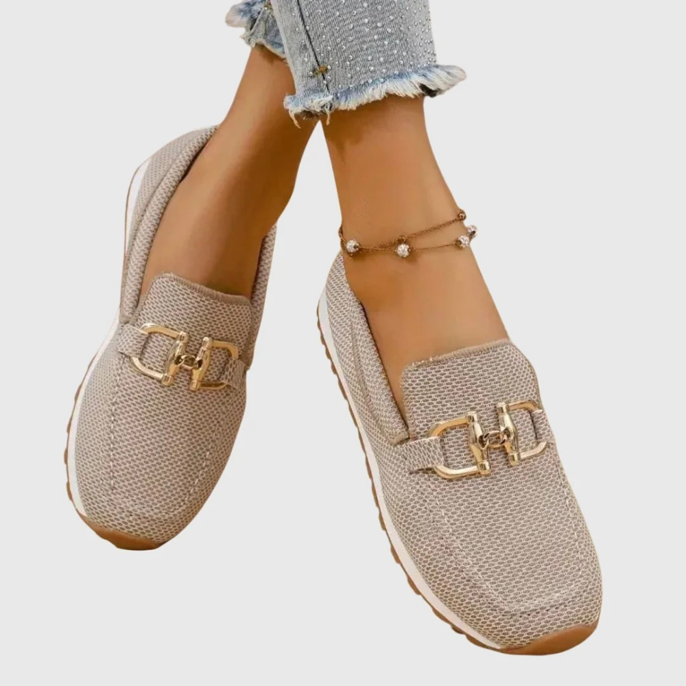 Mesh Slip-On Loafers Buckle Detail Casual Style