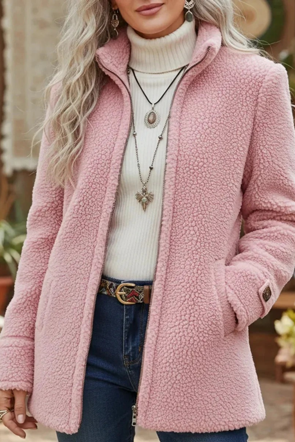Fleece Jacket Zip Front Cozy Style