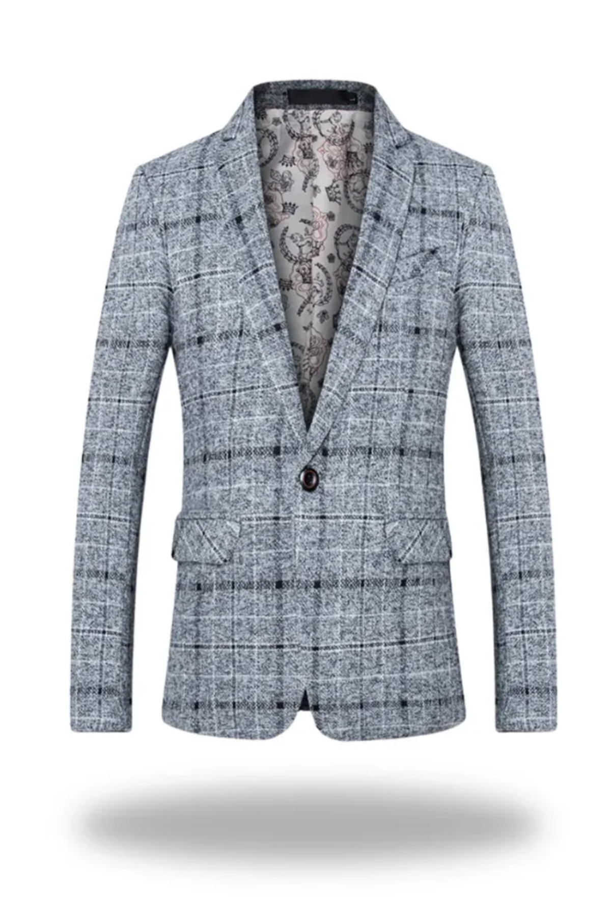 Check Pattern Blazer Jacket Classic Gentleman Style