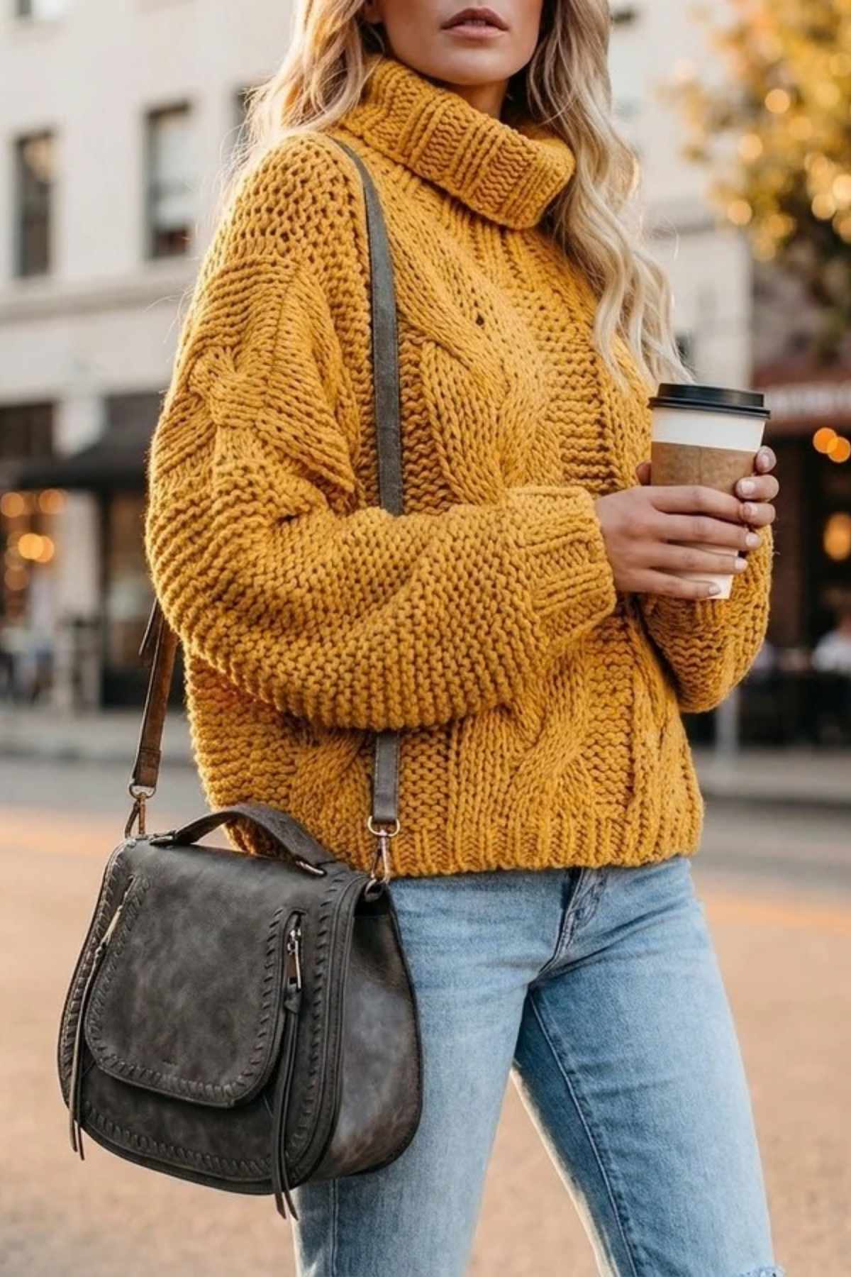 Women’s Turtleneck Sweater Chunky Knit Cozy Style