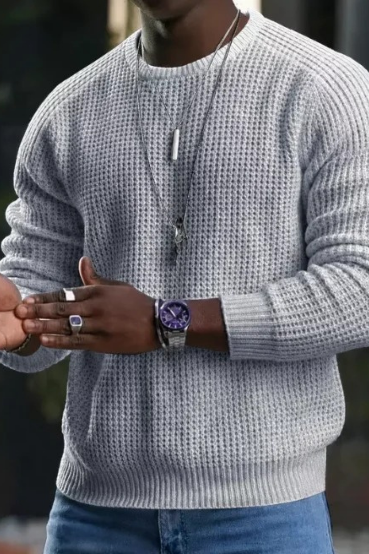 Crew Neck Knit Sweater Classic Casual Style