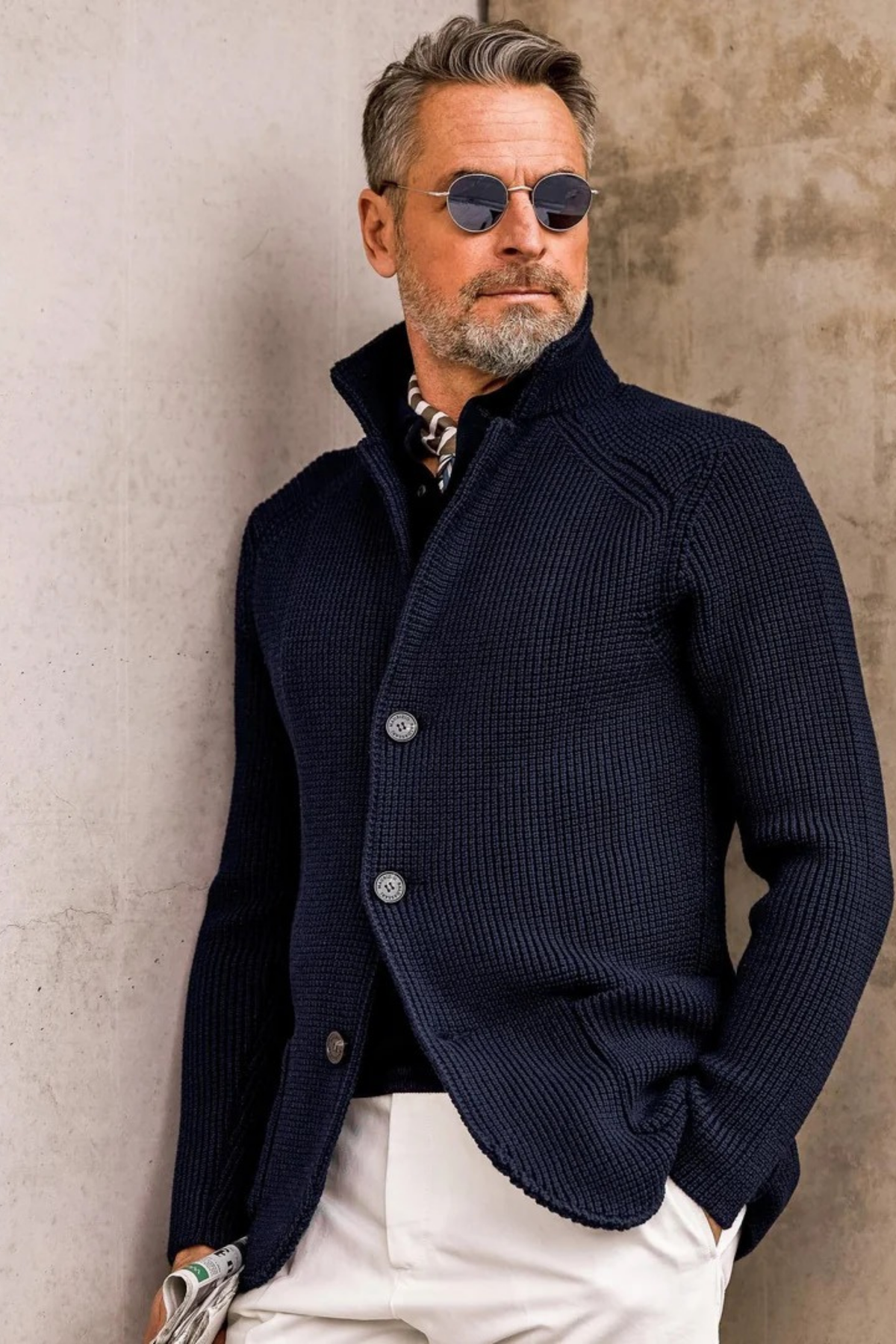 Waffle Knit Cardigan Sweater Smart Casual Style