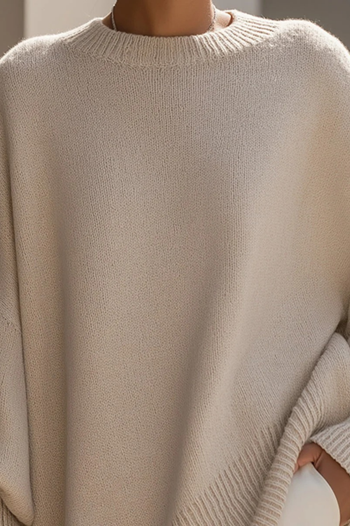 Oversized Knit Sweater Asymmetric Hem Elegant Style