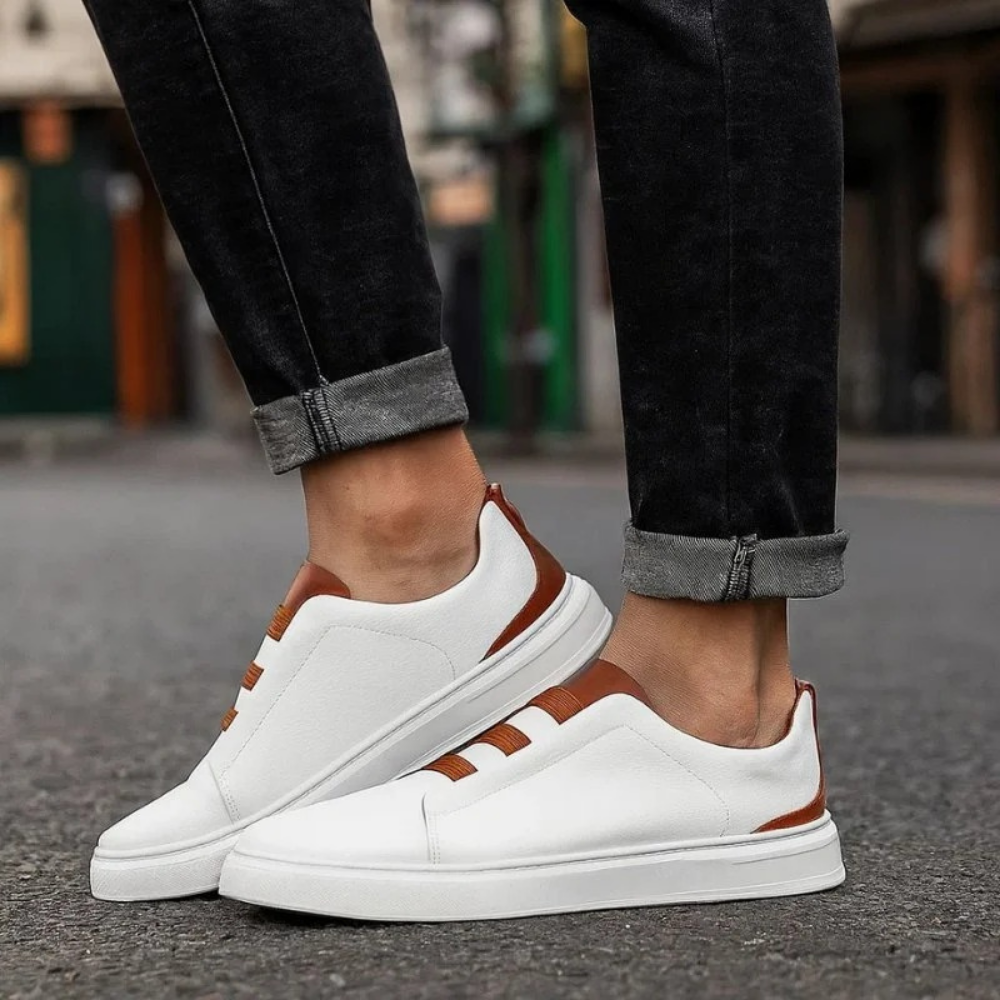 Leather Slip On Sneakers Modern Casual Style