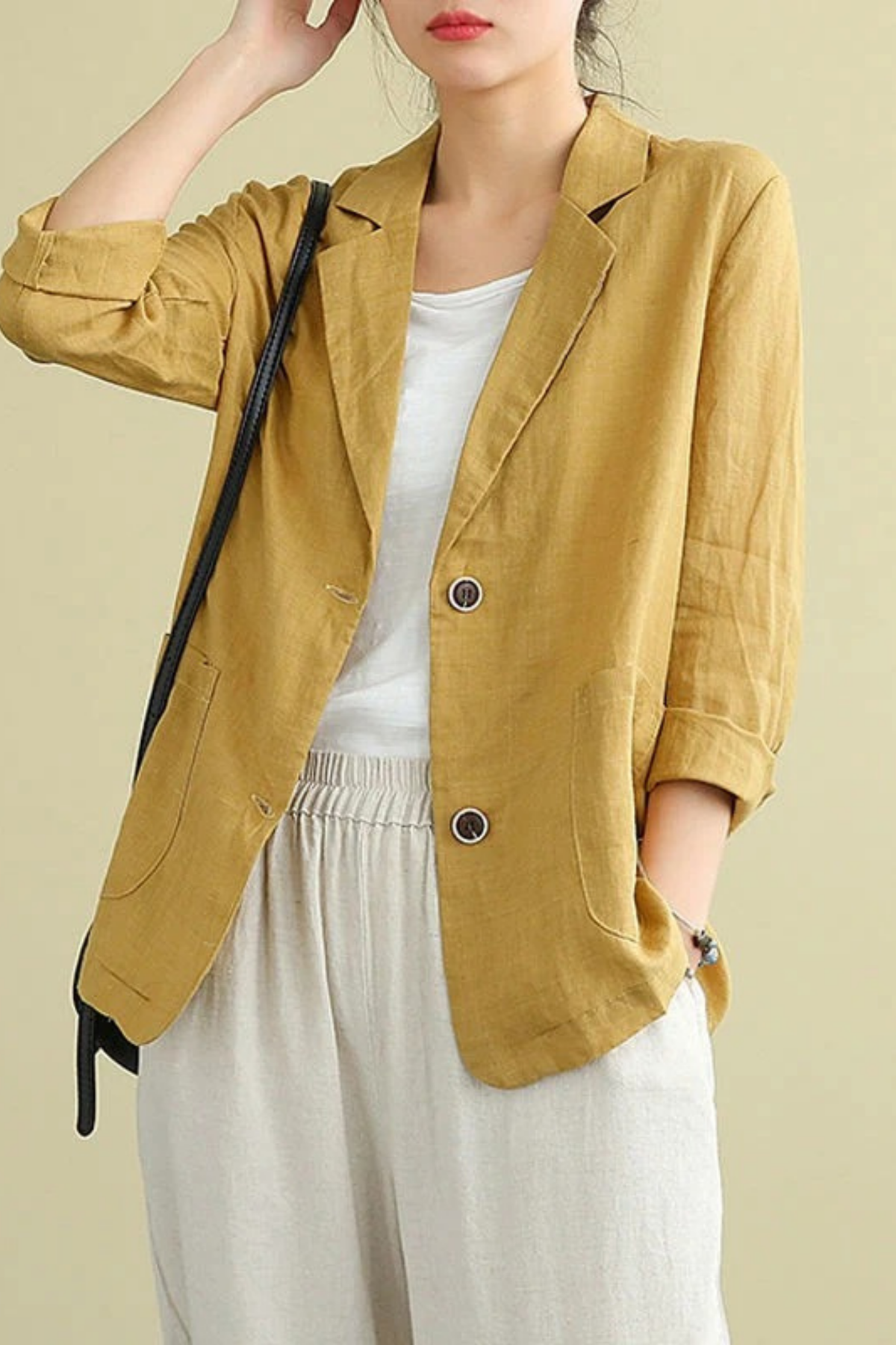 Relaxed Blazer Notch Lapel Classic Style