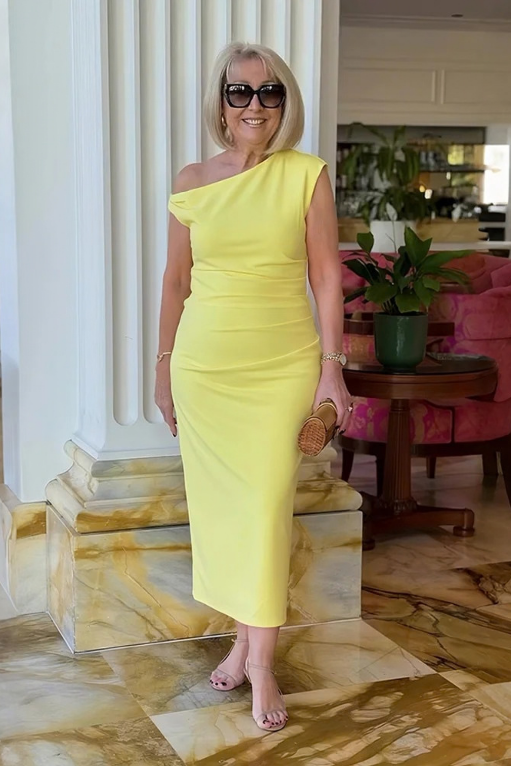Midi Wedding Dress Ruched One Shoulder Cocktail Style