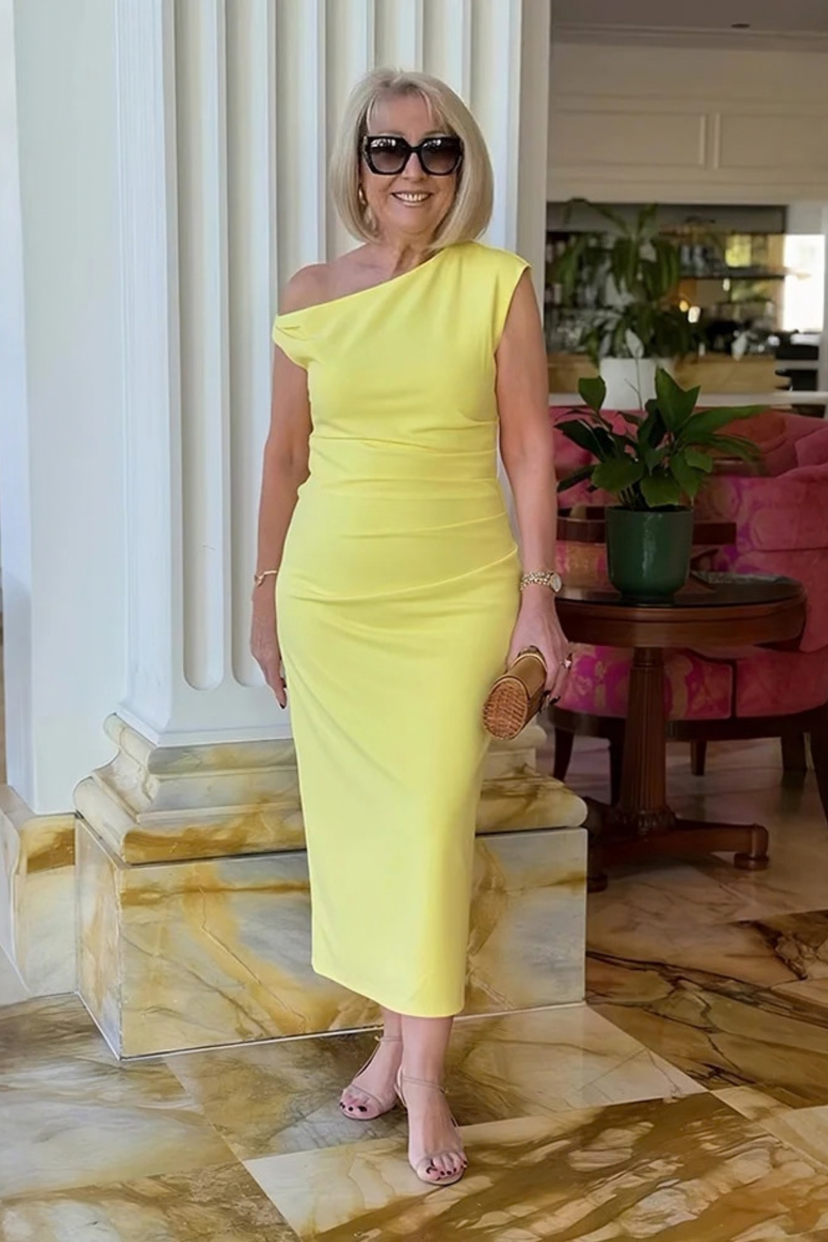 Midi Wedding Dress Ruched One Shoulder Cocktail Style