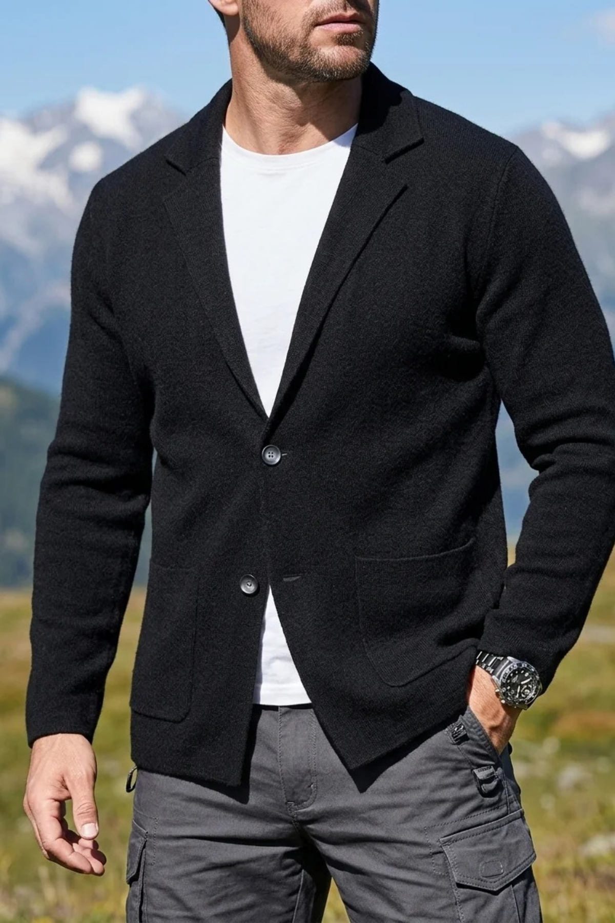 Button Front Blazer Cardigan Refined Casual Style