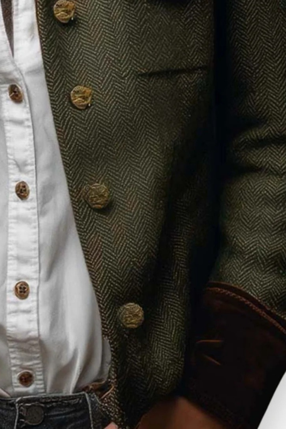 Herringbone Jacket Button Front Heritage Style