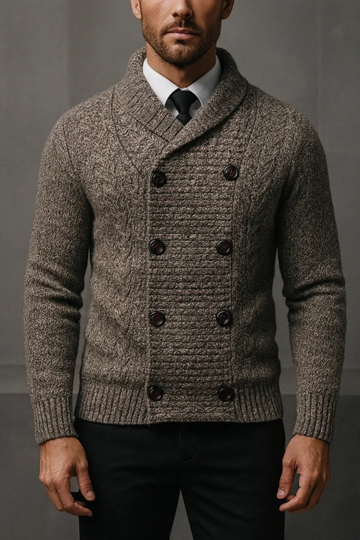 Double Breasted Knit Cardigan Smart Casual Style