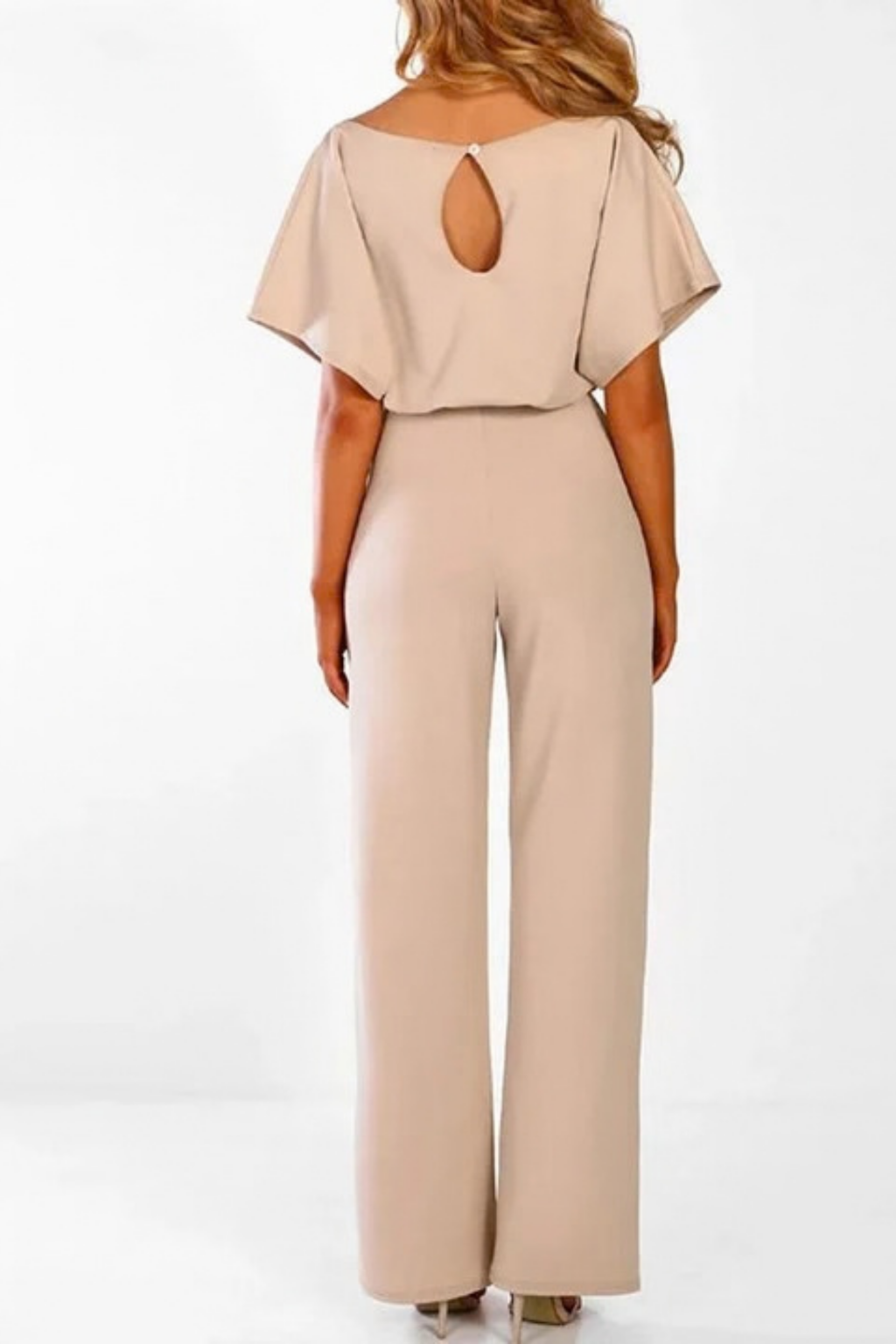 Women’s Boat Neck Jumpsuit Belted Waist Chic Style