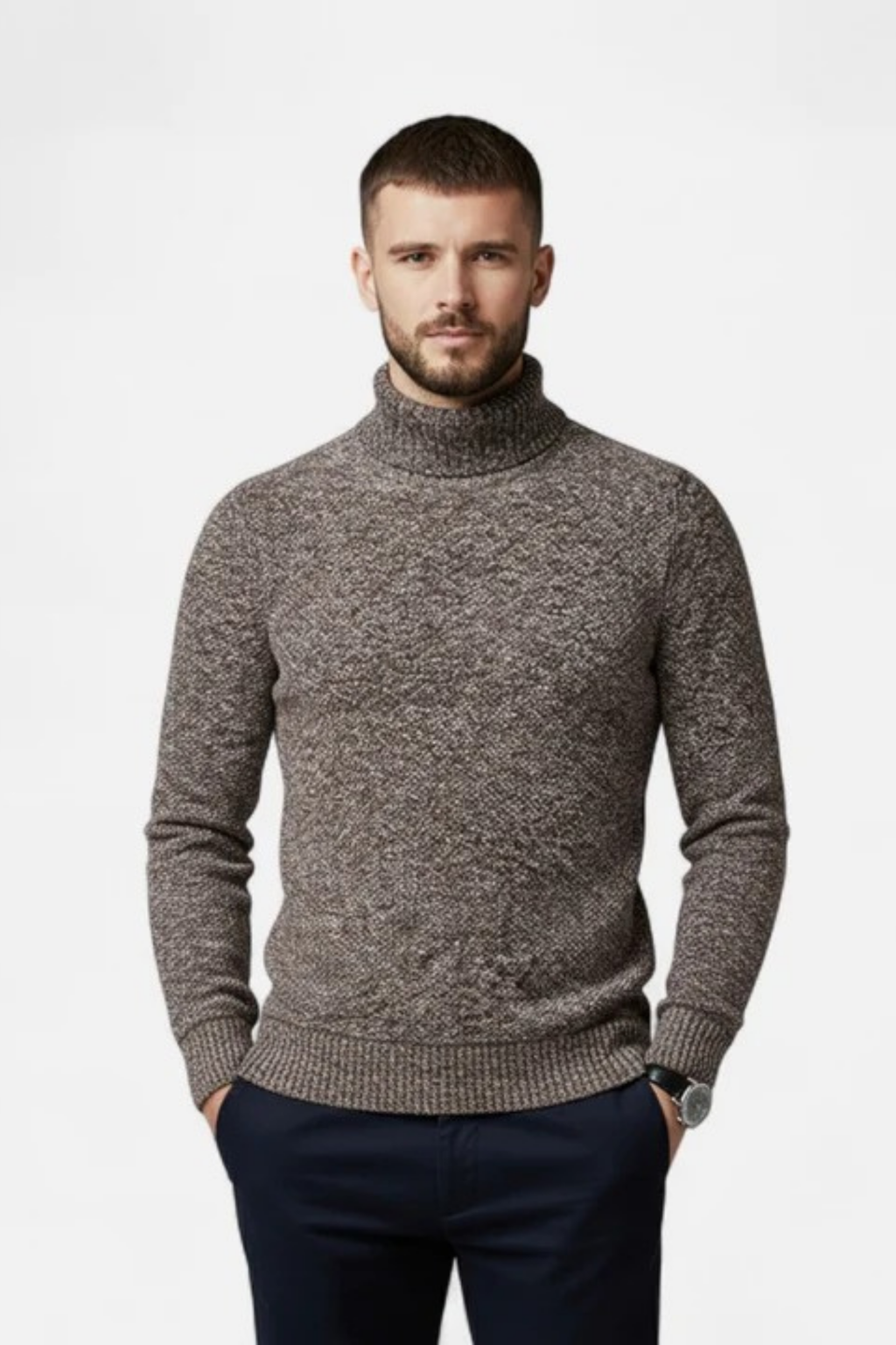 Men’s Turtleneck Sweater Classic Knit Style