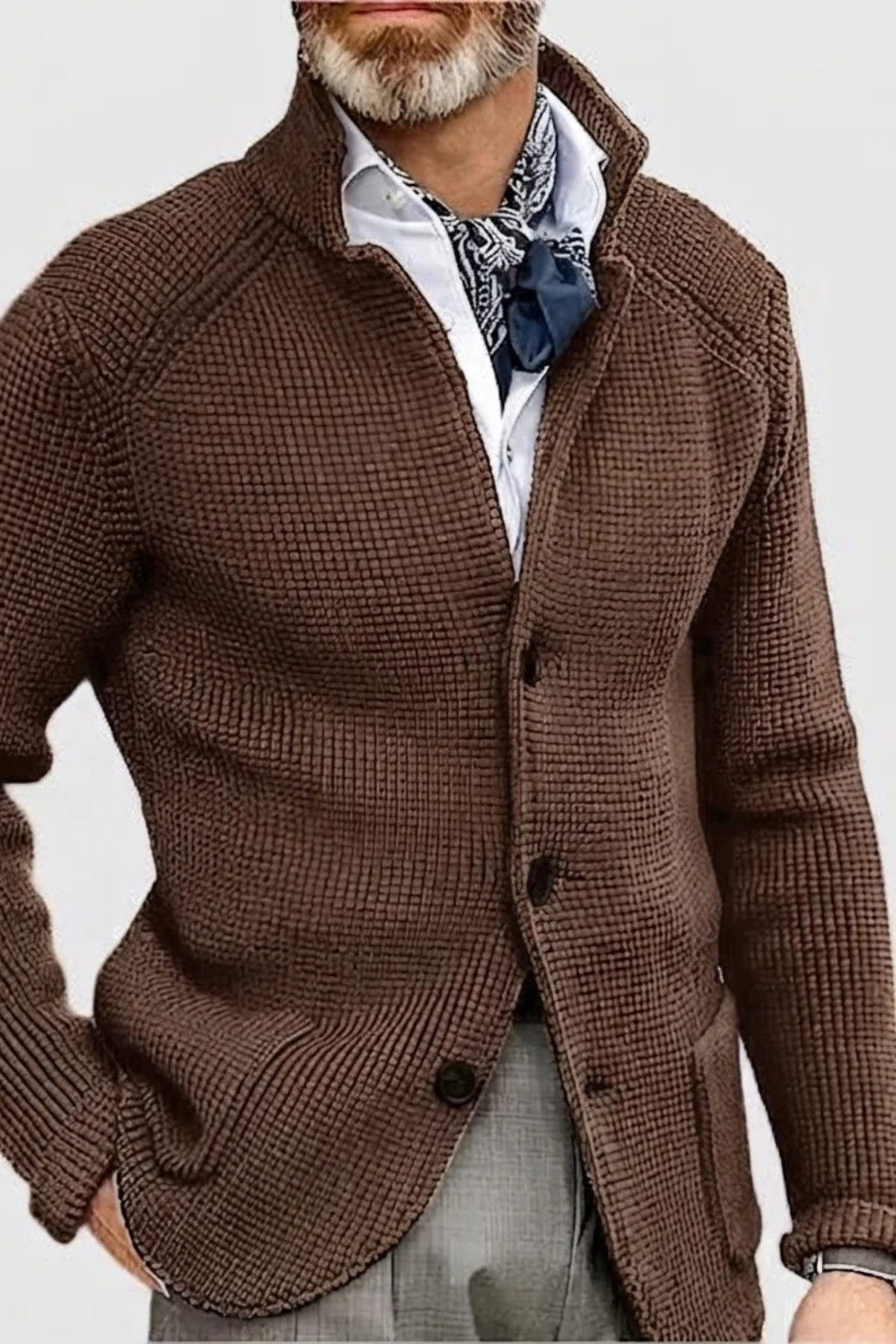 Waffle Knit Cardigan Sweater Smart Casual Style