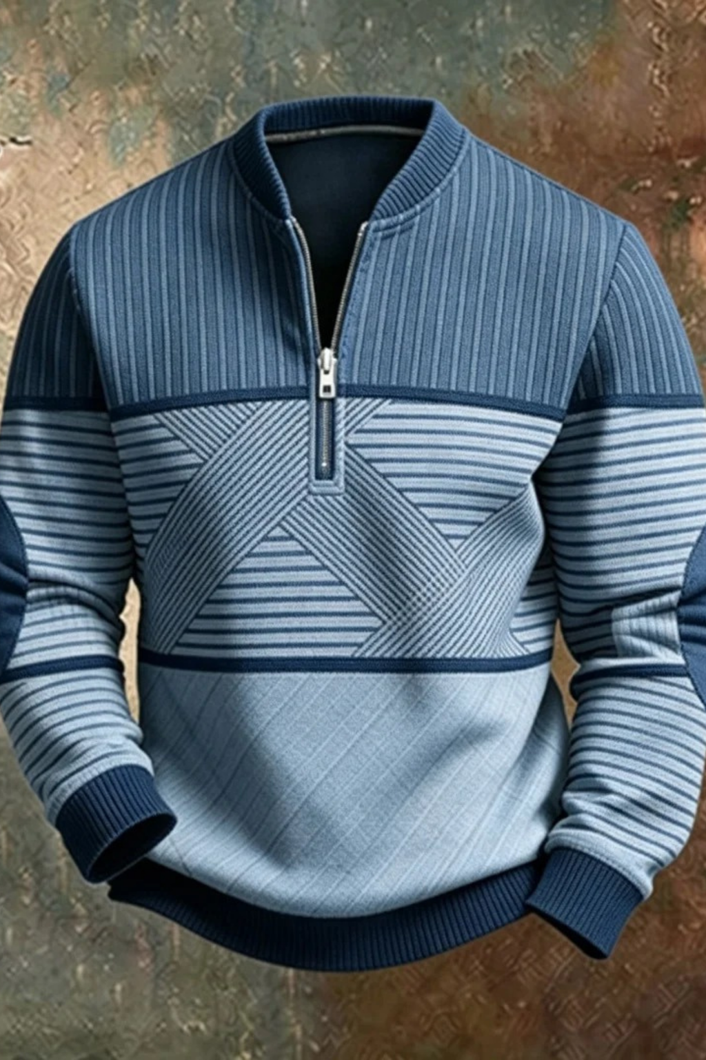Men’s Quarter Zip Sweater Geometric Knit Style