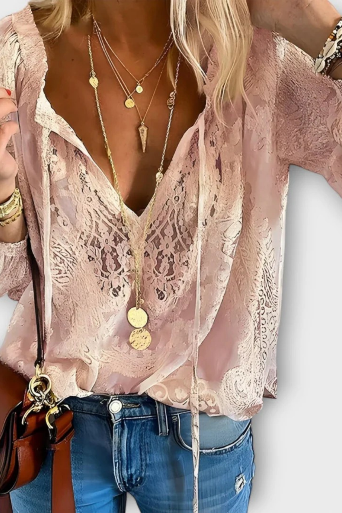 Lace Blouse V-Neck Boho Feminine Style