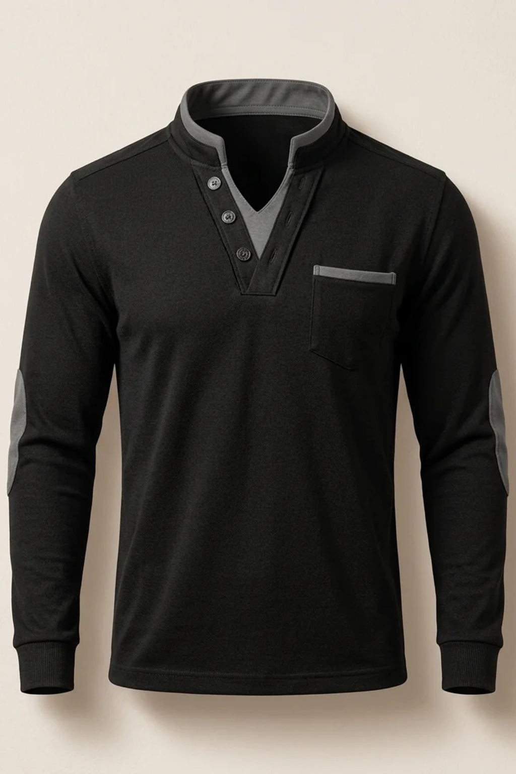 Men’s Henley Sweatshirt Stand Collar Casual Style