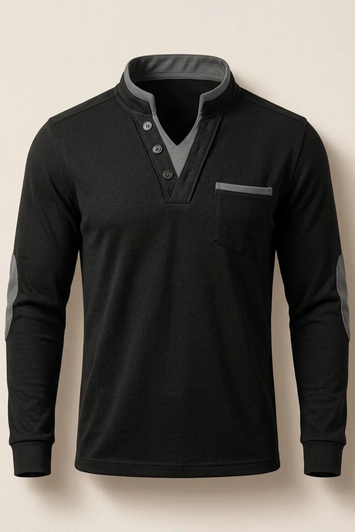 Men’s Henley Sweatshirt Stand Collar Casual Style