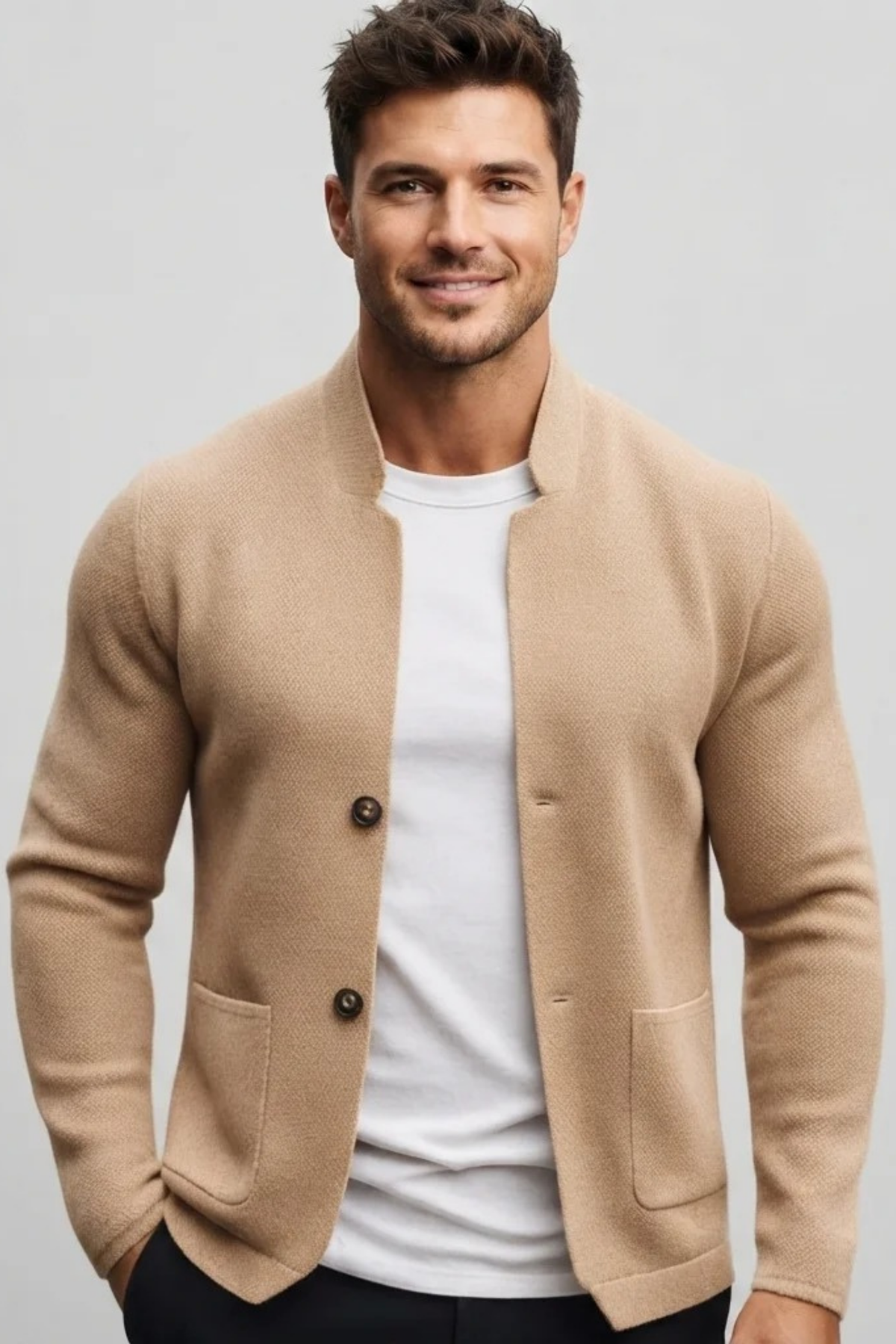 Button Front Knit Cardigan Refined Classic Style