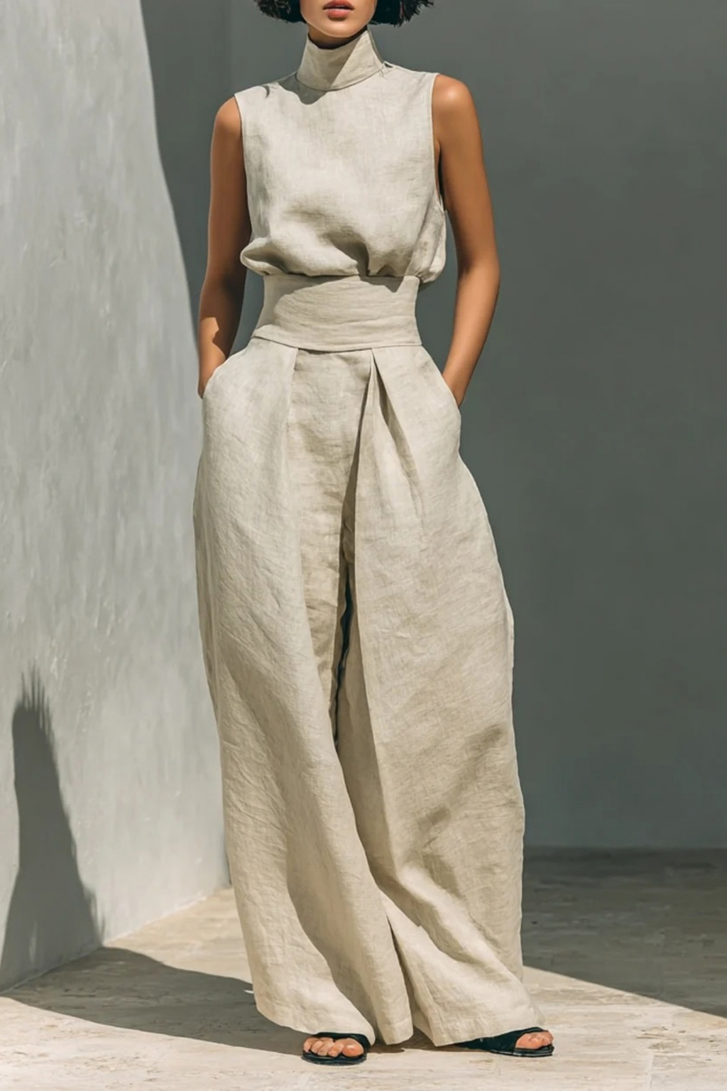 Women’s Pants Set Sleeveless Top Modern Style