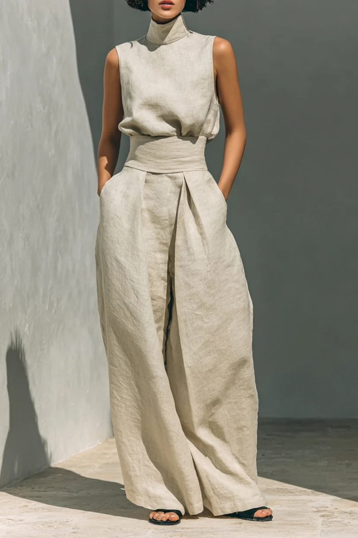 Women’s Pants Set Sleeveless Top Modern Style