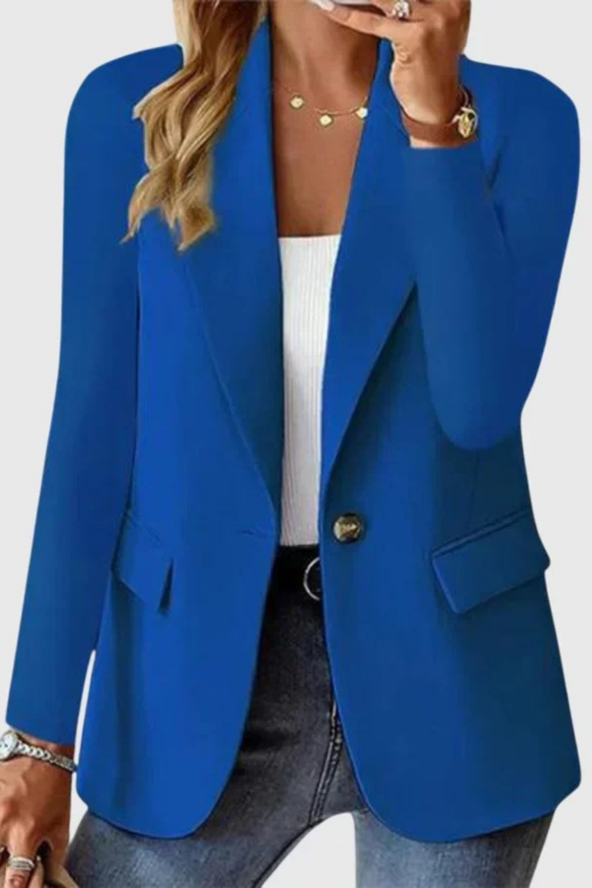 Single Button Blazer Tailored Elegant Style