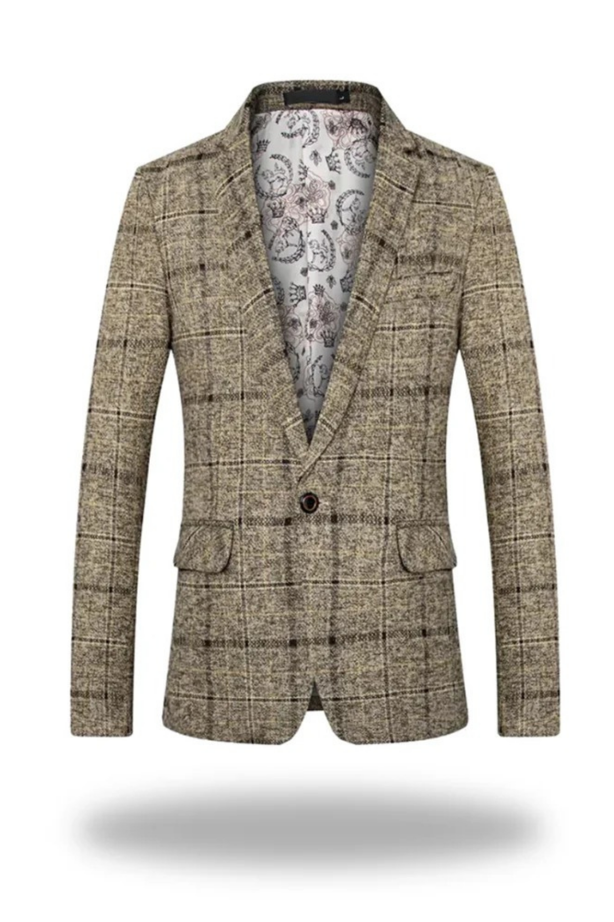 Check Pattern Blazer Jacket Classic Gentleman Style