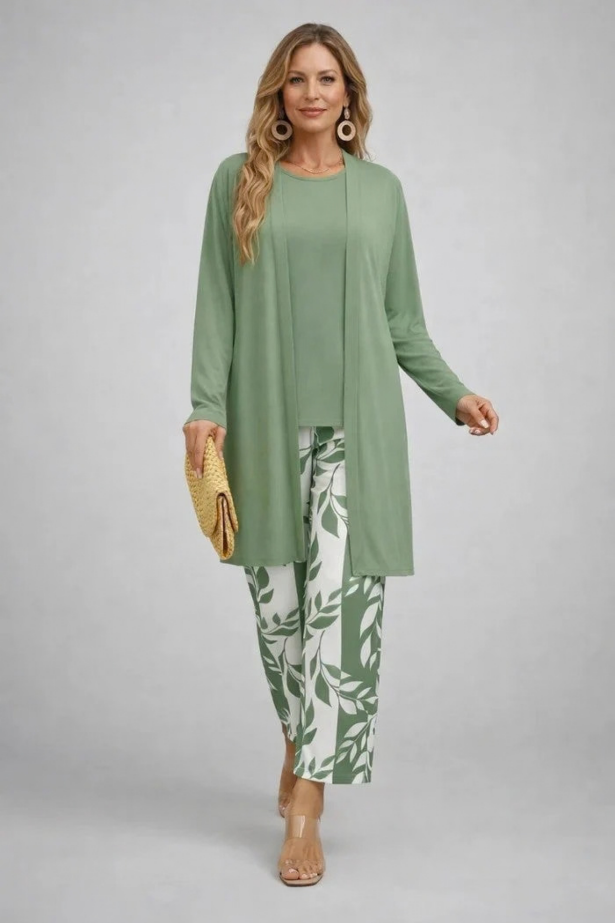 Women’s Matching Set Open Front Elegant Style