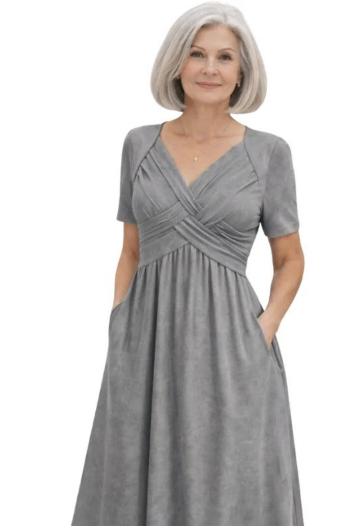 V-Neck Midi Dress Elegant Feminine Style