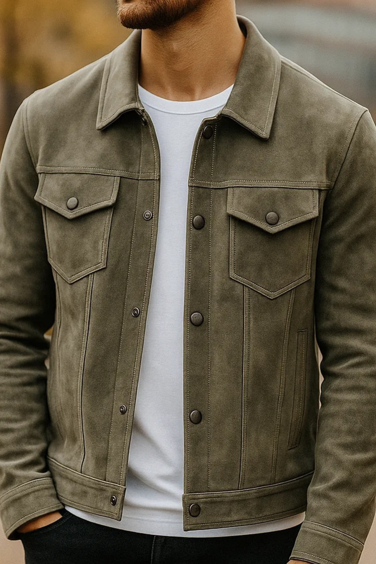 Button Front Jacket Modern Urban Style