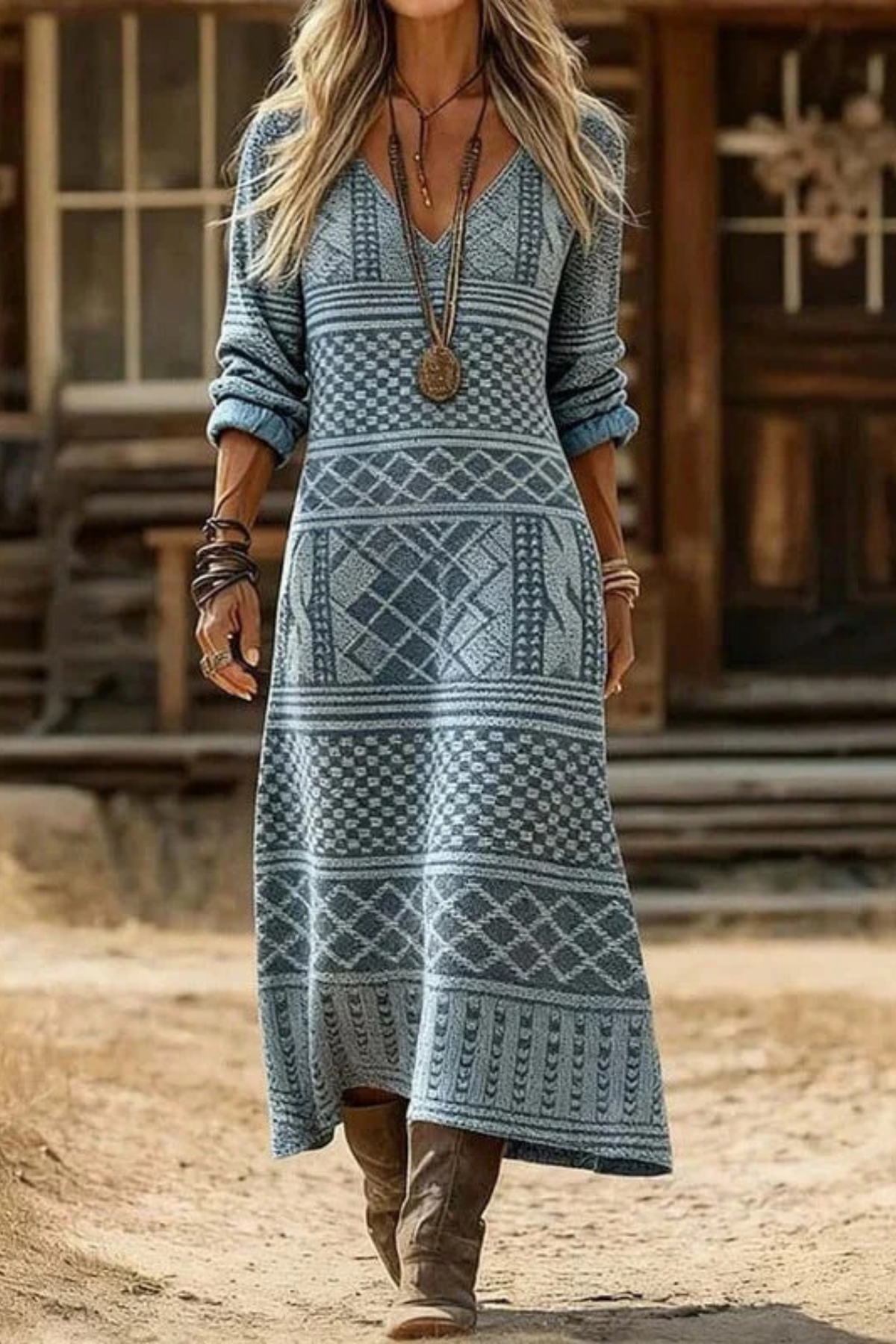 Boho Maxi Dress Vintage Casual Style