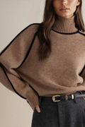 Turtleneck Sweater Contrast Trim Elegant Style