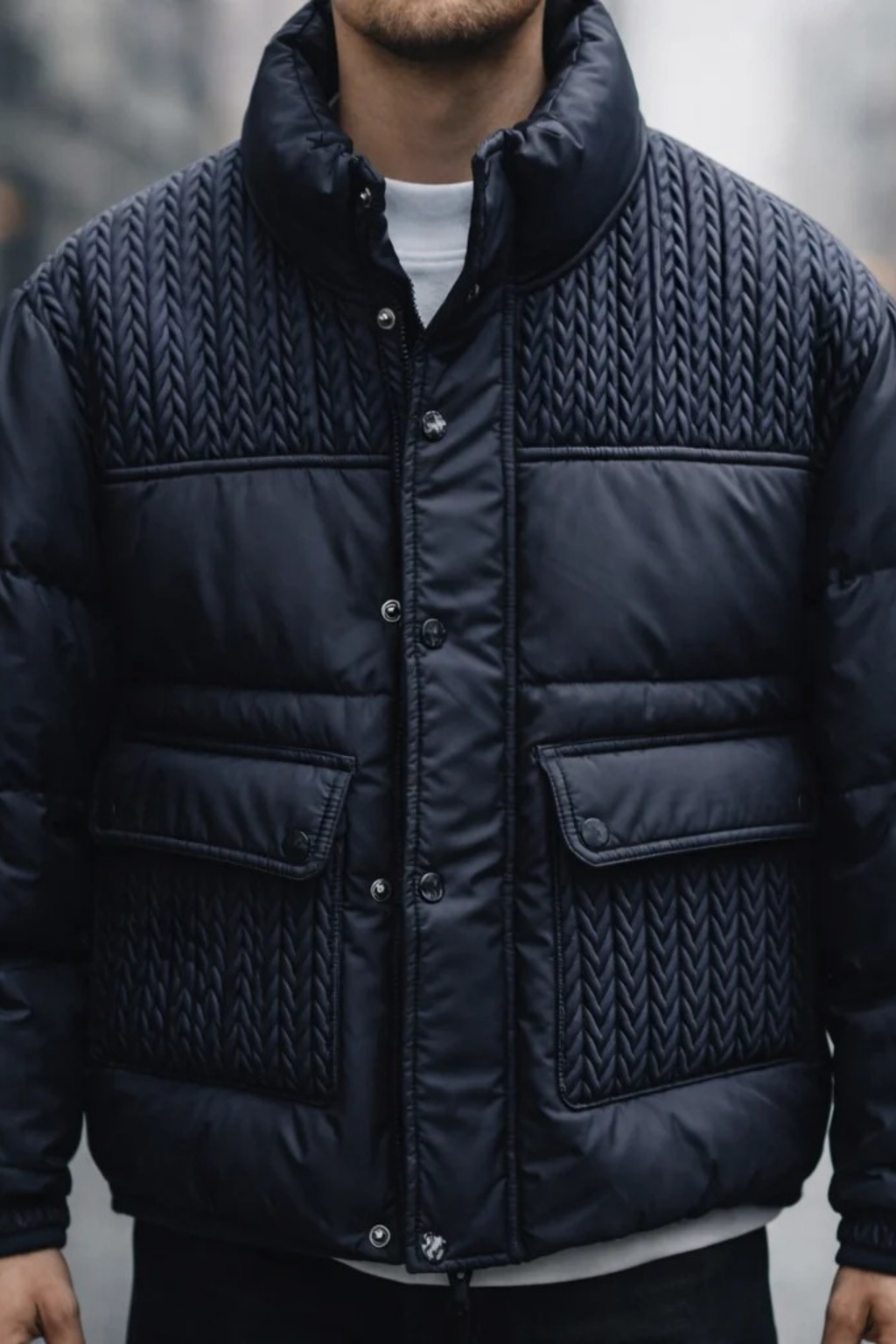 High Collar Puffer Jacket Refined Casual Style
