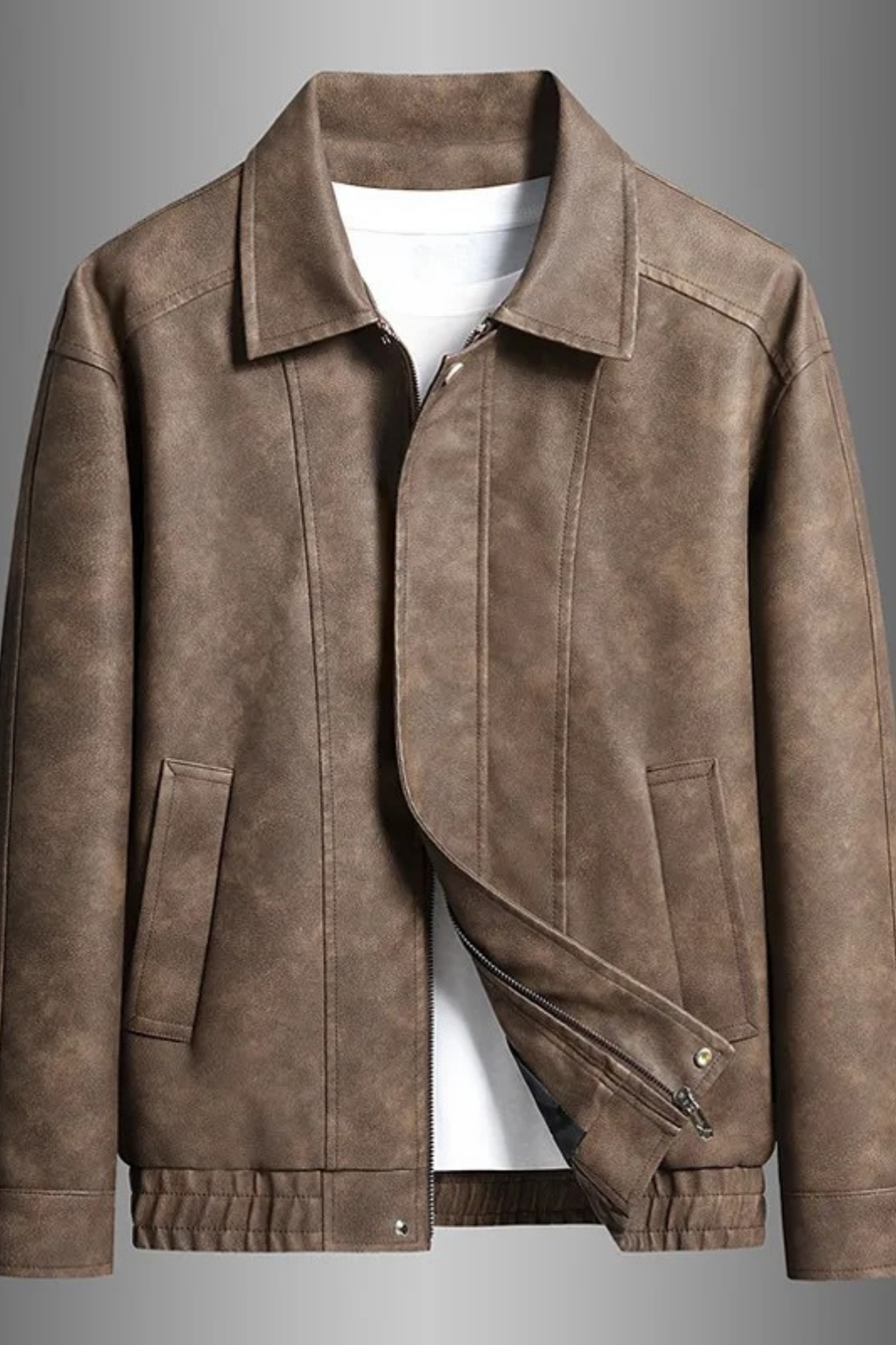 Men’s Leather Jacket Classic Collar Modern Style