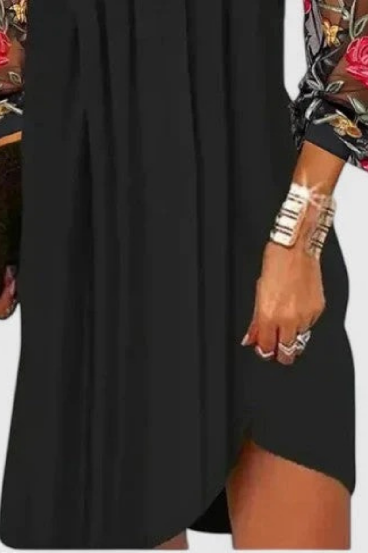 Floral Sleeve Mini Dress Elegant Feminine Style