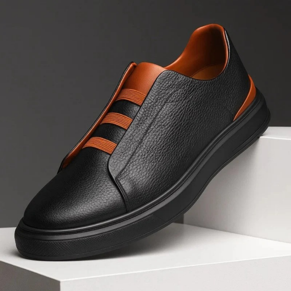 Leather Slip On Sneakers Modern Casual Style